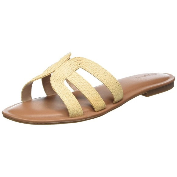 The Drop Monika Raffia Fashion Slip On Flat H-Band Slide All Seasons Sandals NIB - Picture 1 of 4